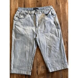 Beyond Us Women's Denim Capri Jeans With Embellish Flower Size 22